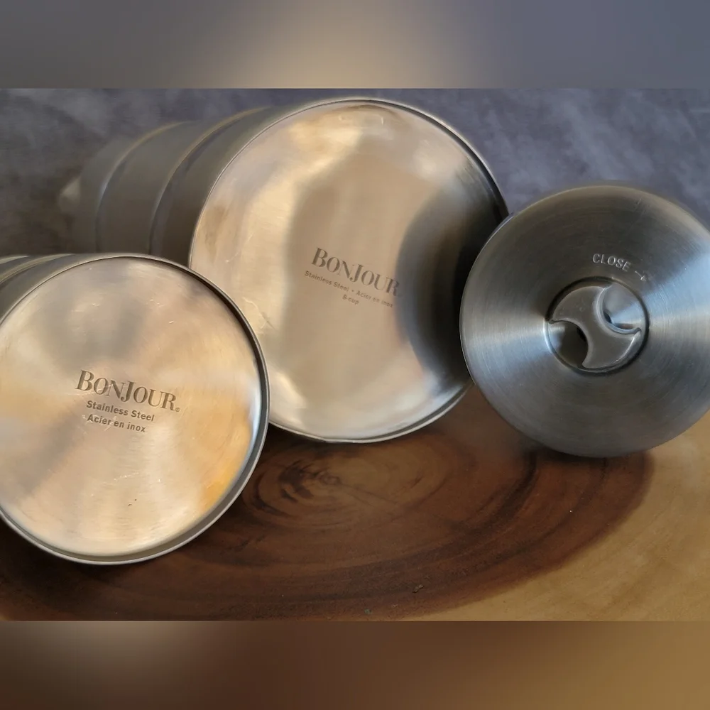 Bonjour Stainless Coffee French Press/Creamer RARE Steampunk Modern Retro - Picture 13 of 16